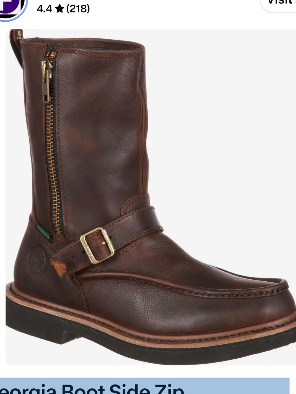 Georgia Boot Side Zip Waterproof Work Wellington Mens 8 M